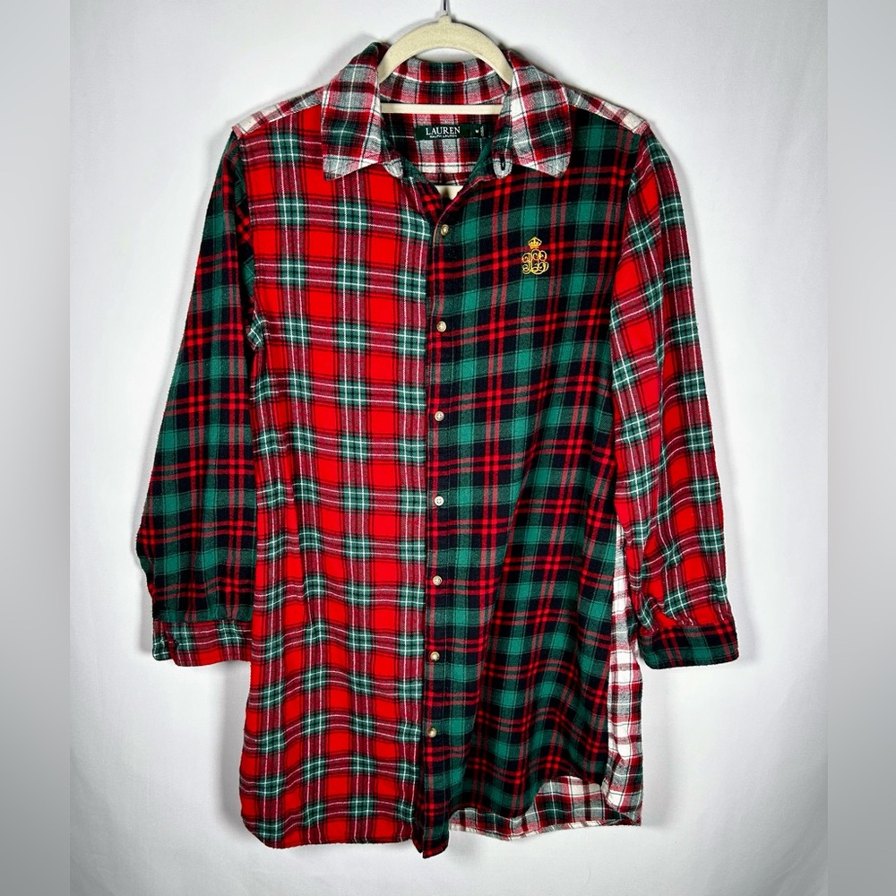 Lauren Ralph Lauren Red and Green Plaid Flannel Dress
